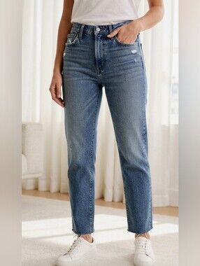 Abercrombie & Fitch 90s Straight Leg Raw Hem Jeans Ultra High Rise Denim